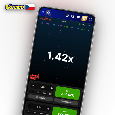 Ikona auto-cashout pro Aviator algoritmus Wonaco Casino s automatickým výběrem