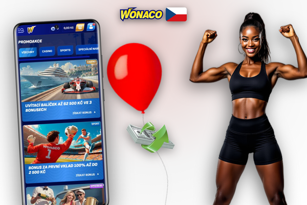 Registrační formulář Wonaco Casino se zvýrazněným polem pro zadání promo kódu